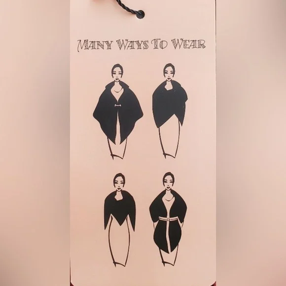 Modena plaid black and tan poncho shawl cape fringe hem (One Size) - Picture 9 of 9